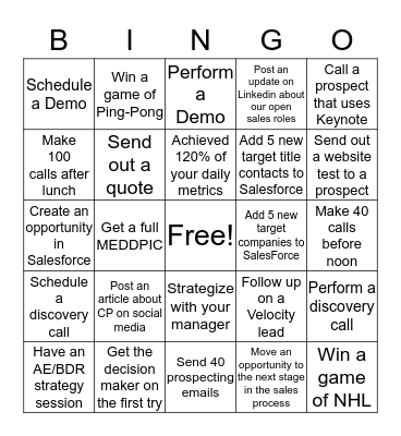 CATCHPOINT SALES BINGO!  Bingo Card