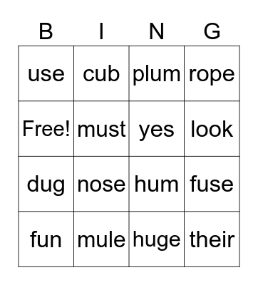 Spelling 2.2 Bingo Card