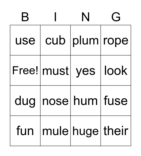 Spelling 2.2 Bingo Card