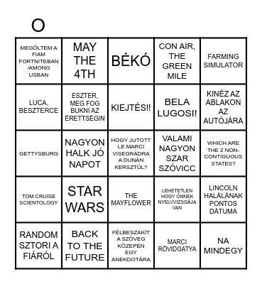 BATKI ARNOLD BINGO Card