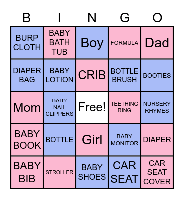GENDER REVEAL BINGO Card