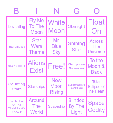 Celestial Jamz Bingo Card