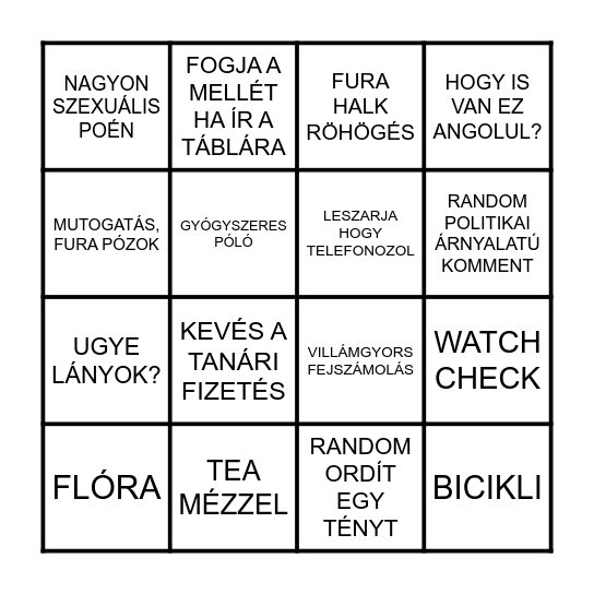 DEÁK NORBERT BINGO Card