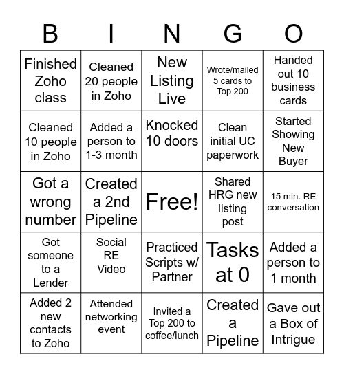 AGENT Bingo Card