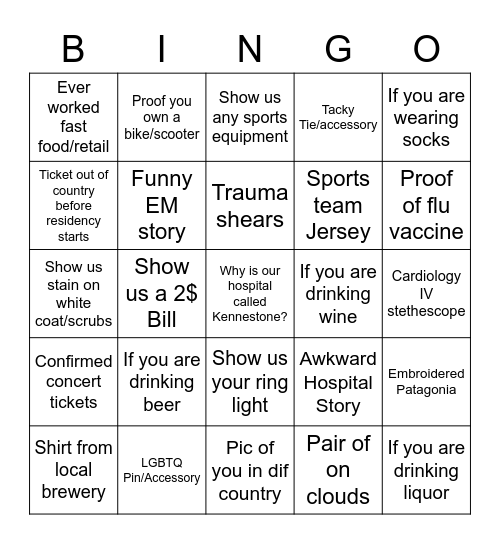 K-Rock Bingo Card