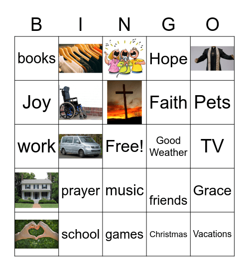 God Cares For Me Bingo Card