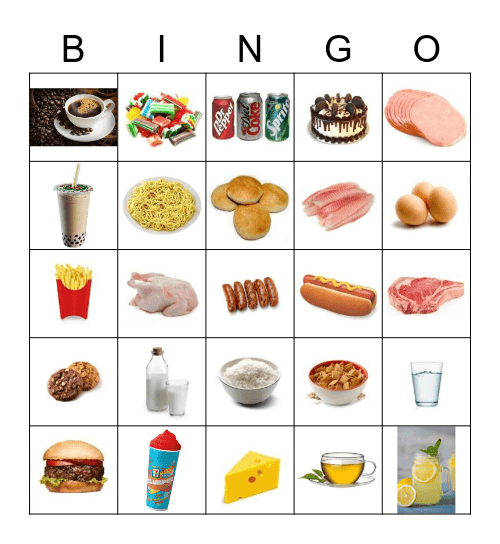 Manger et boire Bingo Card