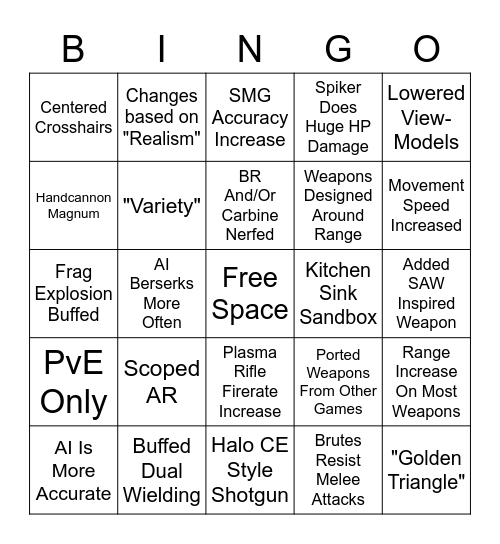 Halo Modding Bingo Card
