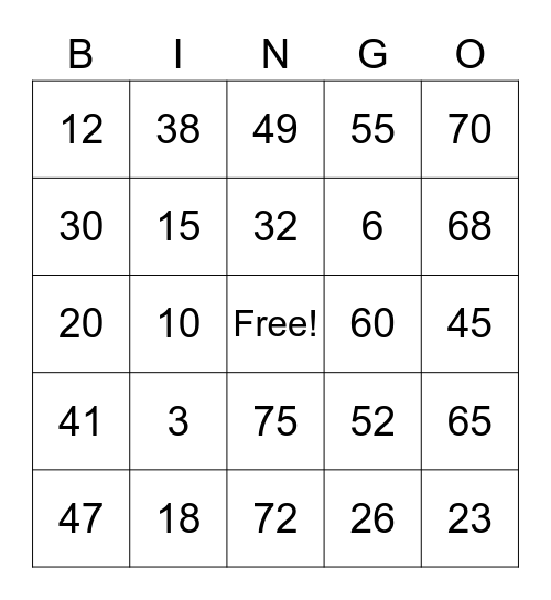 OCTOBER Bingo Card