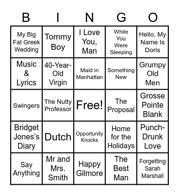 22 - MOVIES Bingo Card