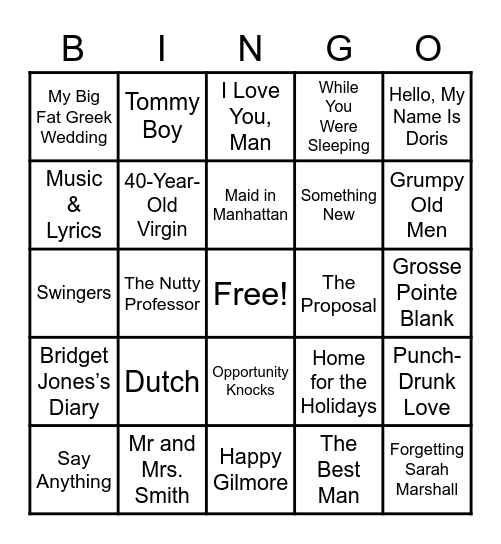 22 - MOVIES Bingo Card