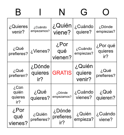 Ch. 7.1--Expresiones Bingo Card