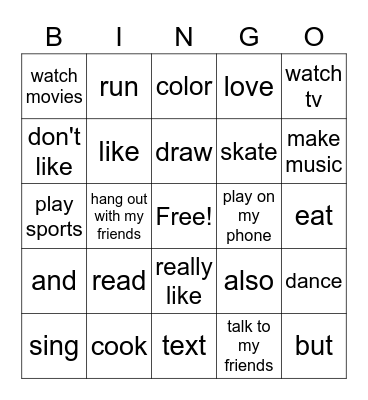 Unit 2 Bingo Card