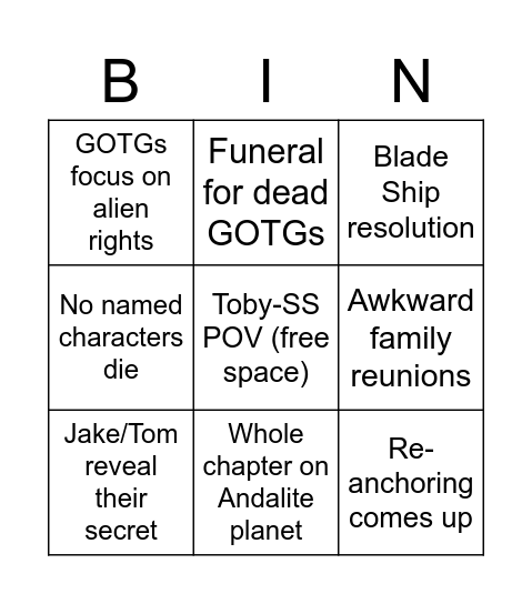Wildpeace Predictions Bingo Card