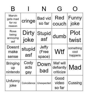 Sml video Bingo Card