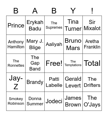 Musical Bingo Card