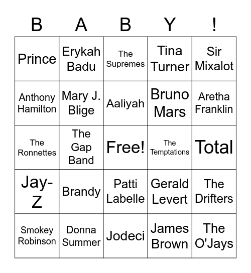 Musical Bingo Card