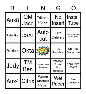 WAPO BINGO Card