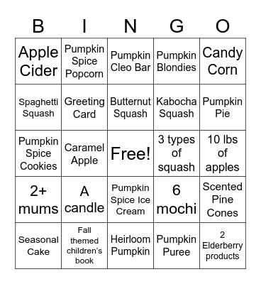 FALL-iday Bingo Card
