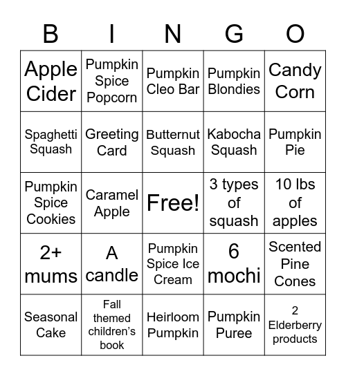 FALL-iday Bingo Card