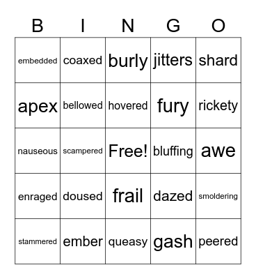 Vocabulary Words Bingo Card