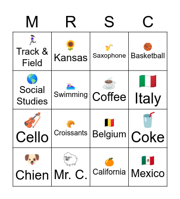 👩🏻‍🏫 Bingo Card