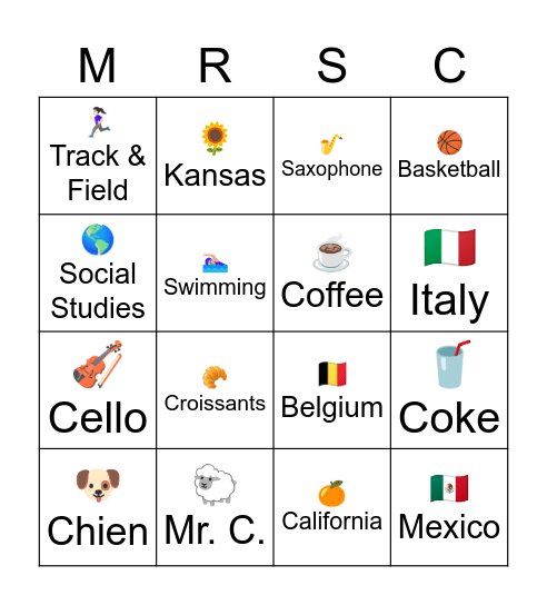 👩🏻‍🏫 Bingo Card