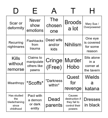 RP Edgelord Bingo Card Bingo Card