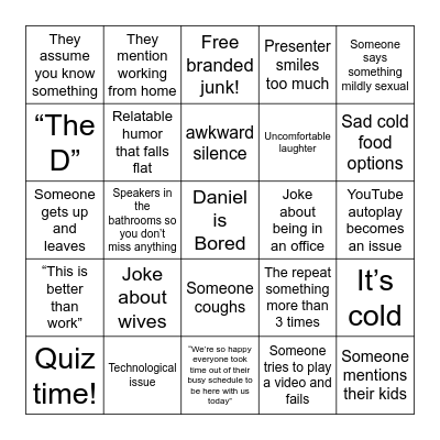 Boring Conference Bingo Card