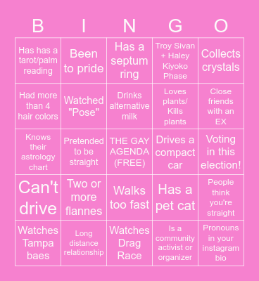 GAY BINGO Card