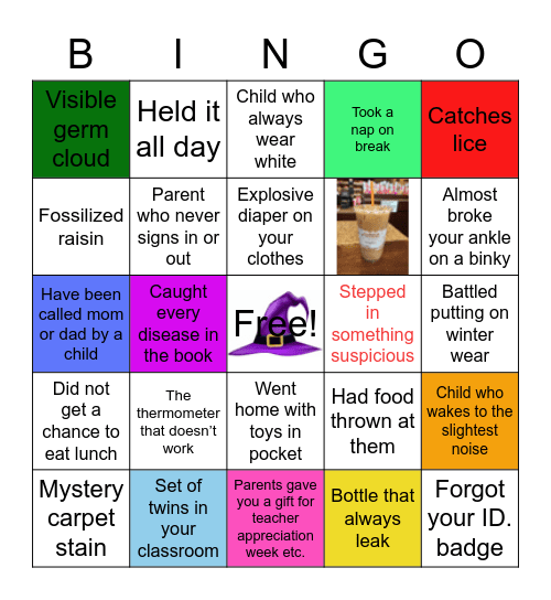 Childcare BINGO Card