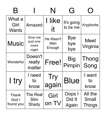 Top Songs of 2000 Bingo Card