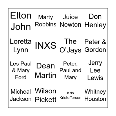 Boogie Down Bingo Card