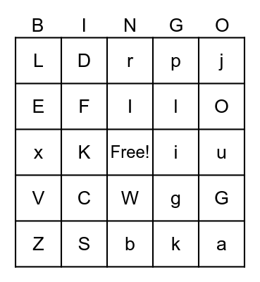 Alphabet Bingo Card