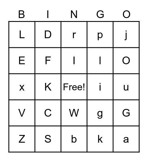 Alphabet Bingo Card