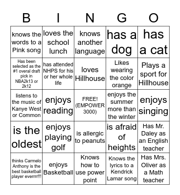 Empower 3000 Bingo Card