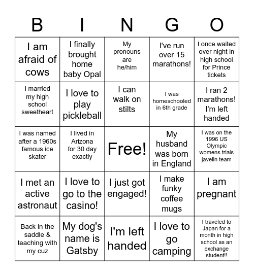 Get to know your CB Staff Bingo Card