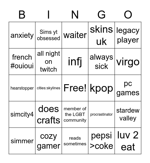 AUGUST BINGO Card