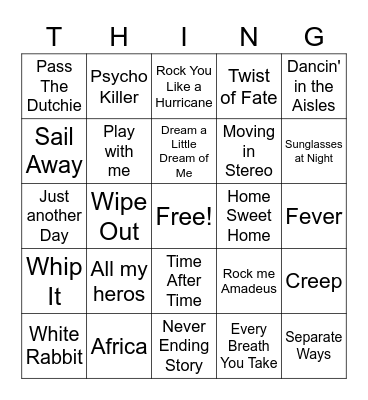 Stranger Bingo Card