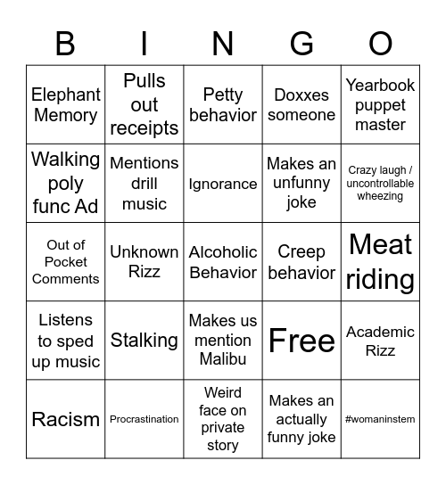 Brianna Bingo Card