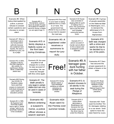 Bill of Rights BINGO Card