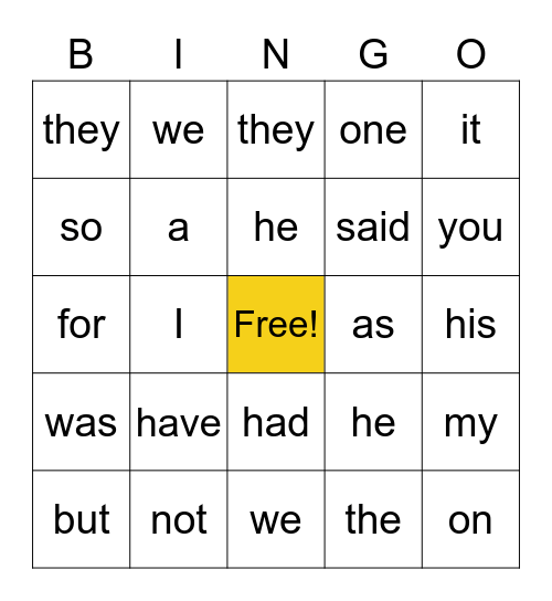 Golden & Red Words Bingo Card