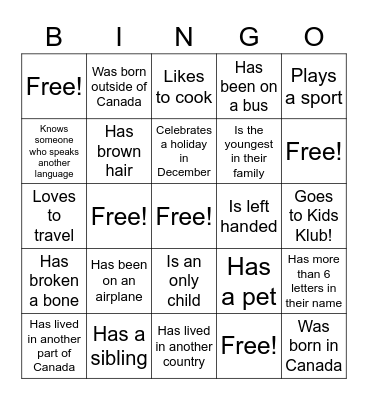 Community Bingo Card