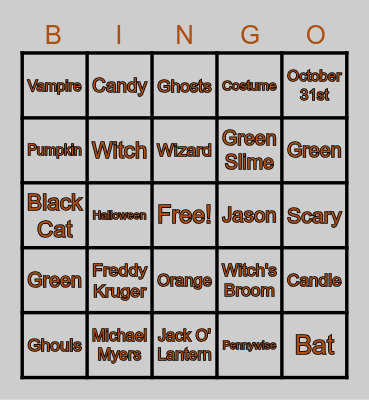 Halloween ESSC Bingo Card