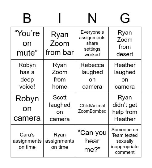 CTE 100 Bingo Card