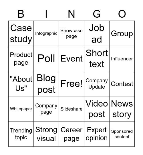 LINKEDIN BINGO Card