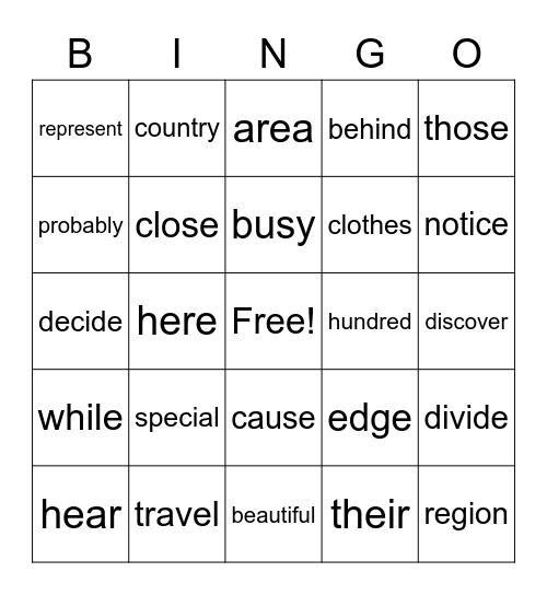 Sight Words 2 Bingo Card
