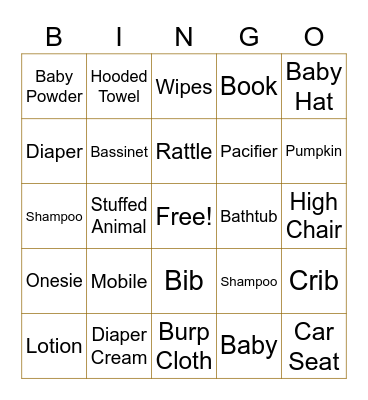 Baby Bingo Card