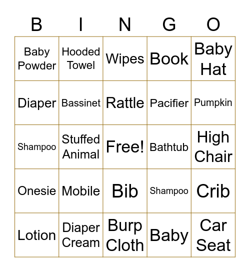 Baby Bingo Card