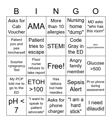 ED Bingo Card